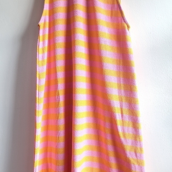 New Zara Terrycloth Striped Sleeveless Pink/Orange Midi Dress/Cover-Up NWT Small - Picture 9 of 13
